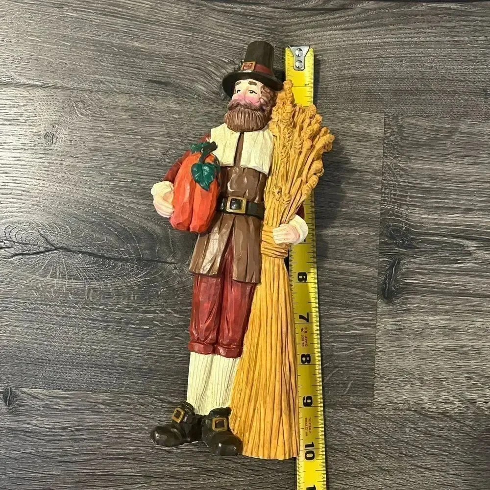 Pilgrim Man 10” Thanksgiving Fall Harvest Statue Figure Autumn Decoration